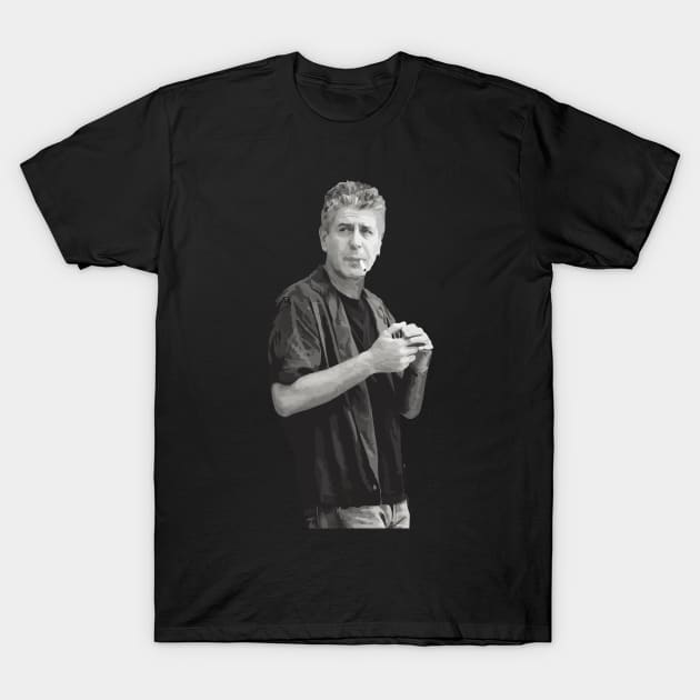 Anthony Bourdain Smoking T-Shirt by rootrider88